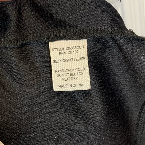 Pink Owl Black and White Chevron Midi Dress with V Neck Ruffle Accent - Size S - Picture 4 of 4